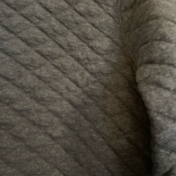 J. Crew Charcoal Long sleeve quilted top with black detail. - Picture 2 of 4